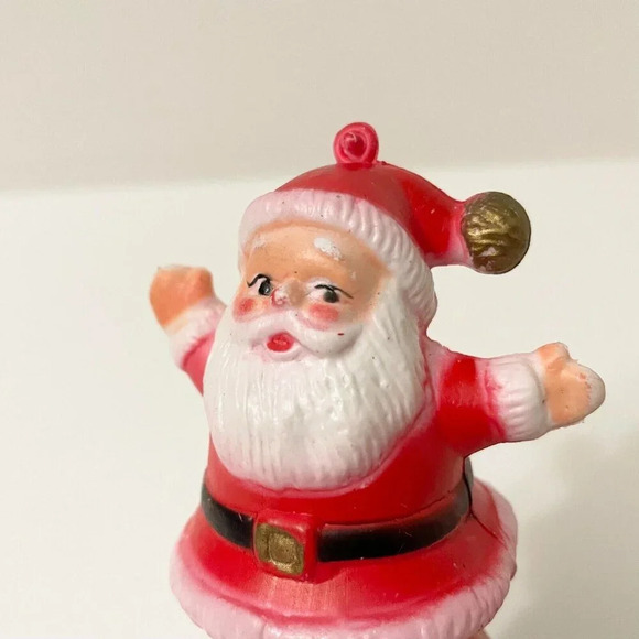 Vintage Mini Blow Mold Santa Christmas Ornament 3 Inch Tall Flaws - Picture 16 of 16